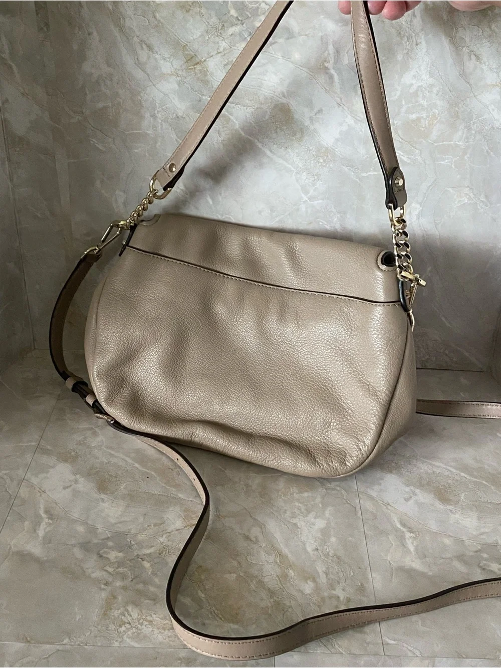 Michael Kors Taupe Crossbody Purse Gold Hardware